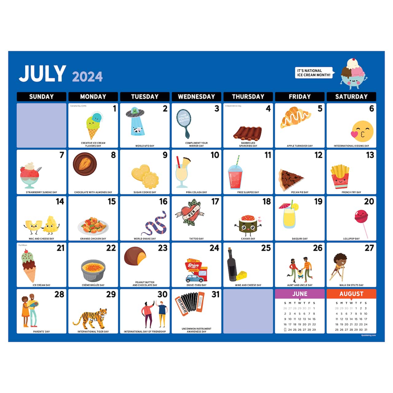 TF Publishing 2024-2025 Large Every Day&#x27;s a Holiday Desk Pad Calendar